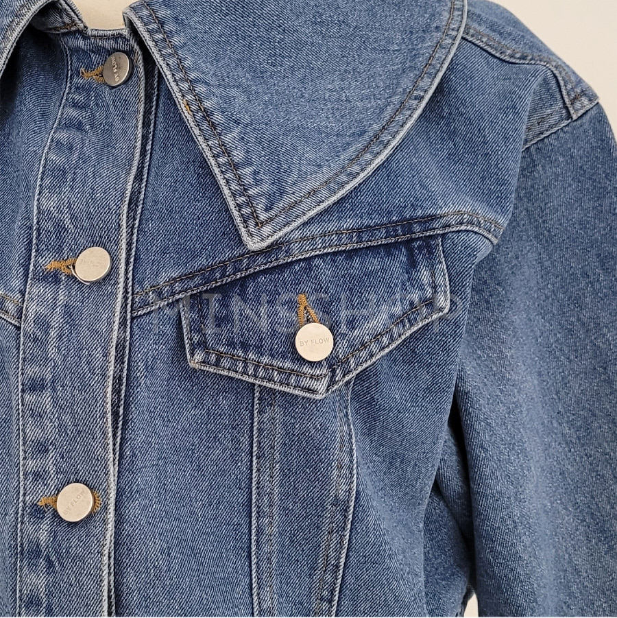 Dholic minsshopワイドカラークロップドデニムジャケット　Gジャン ワイドカラークロップドデニムジャケット | レディース