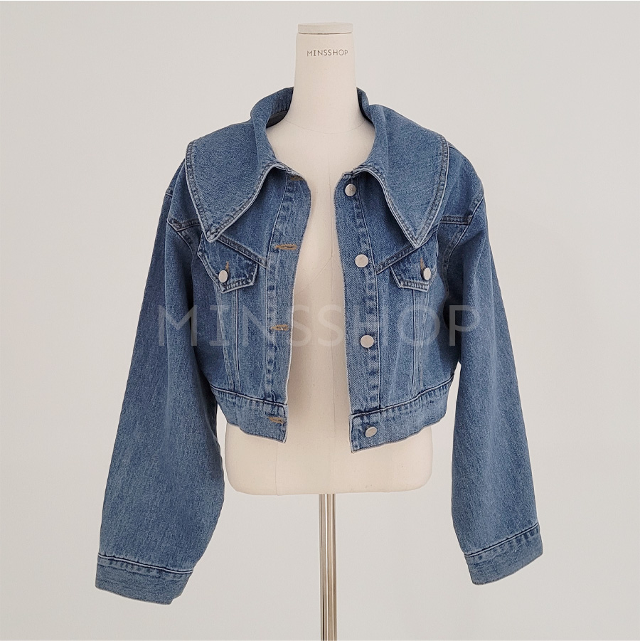Dholic minsshopワイドカラークロップドデニムジャケット　Gジャン ワイドカラークロップドデニムジャケット | レディース