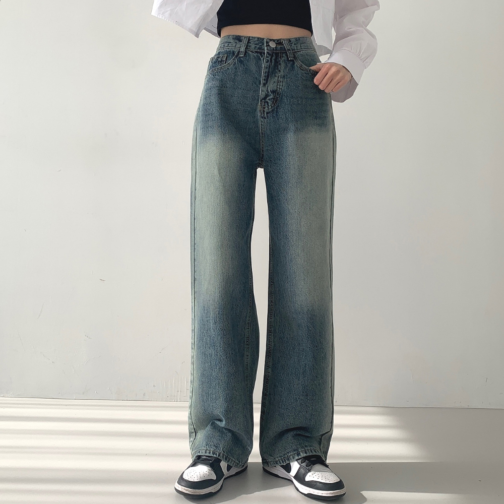 2TYPEウォッシュドハイウエストデニムパンツ | レディースファッション