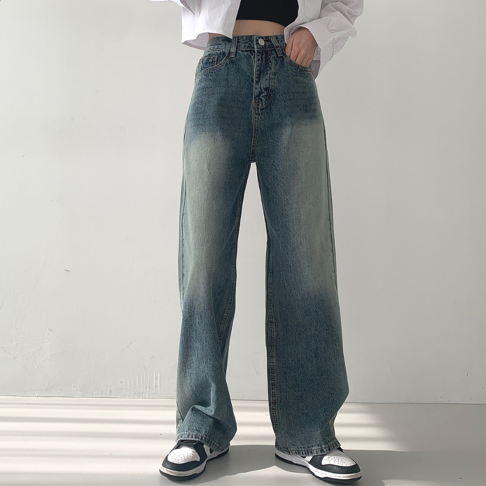 2TYPEウォッシュドハイウエストデニムパンツ | レディースファッション