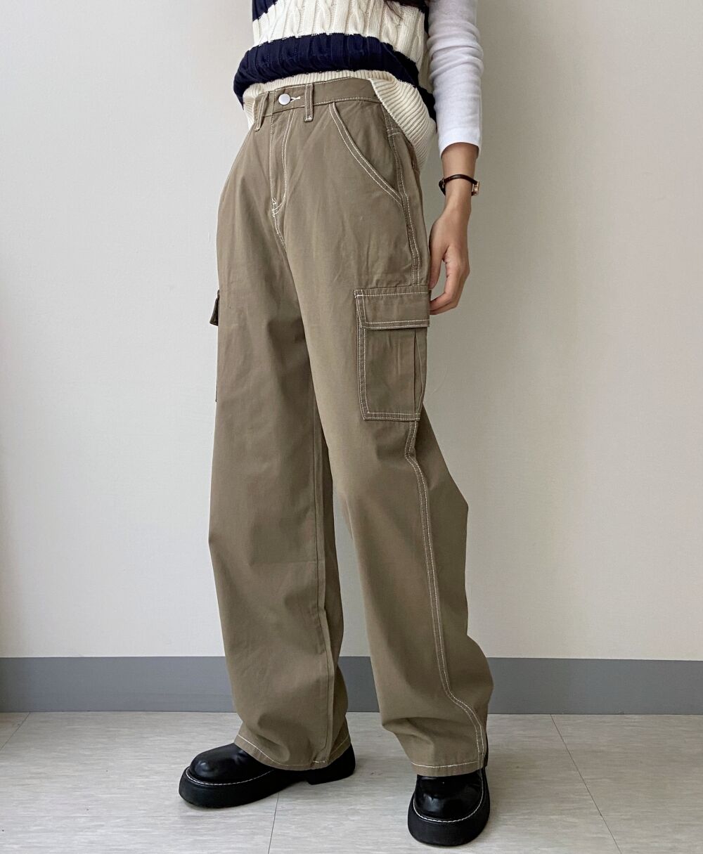 ステッチカーゴワイドパンツ | レディースファッション通販 - DHOLIC