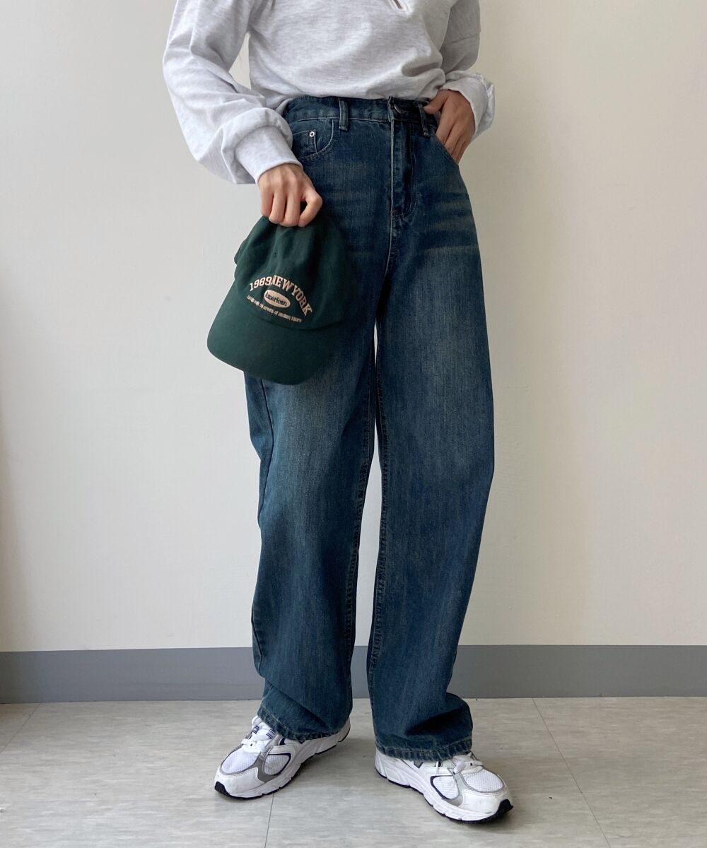 ストーンウォッシュドデニムパンツ | レディースファッション