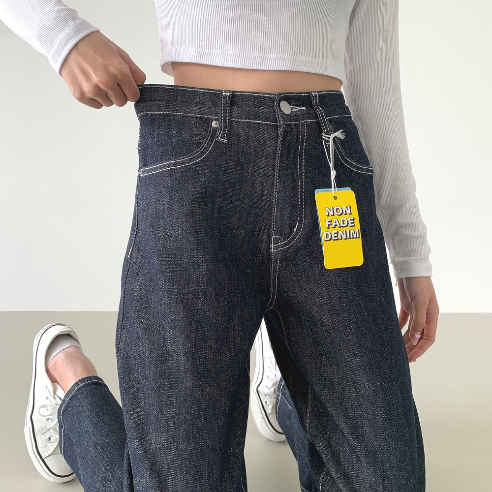 3TYPEホワイトステッチストレートデニム | レディースファッション通販