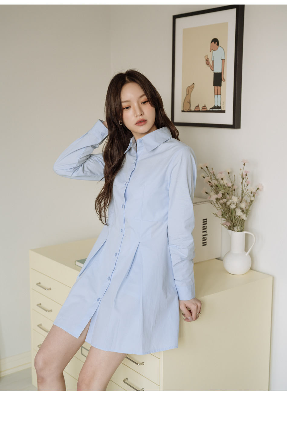 【DKNY】プリーツフラッタースリーブミニシャツドレス GLAMOROUS ANDY Fashion Press 11 COLLECTION 02】スリット