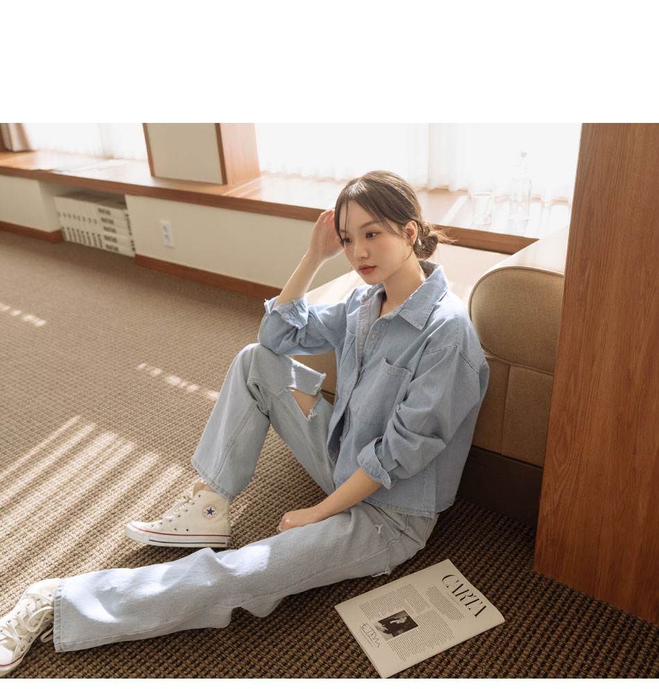 クロップドデニムシャツ | レディースファッション通販 - DHOLIC