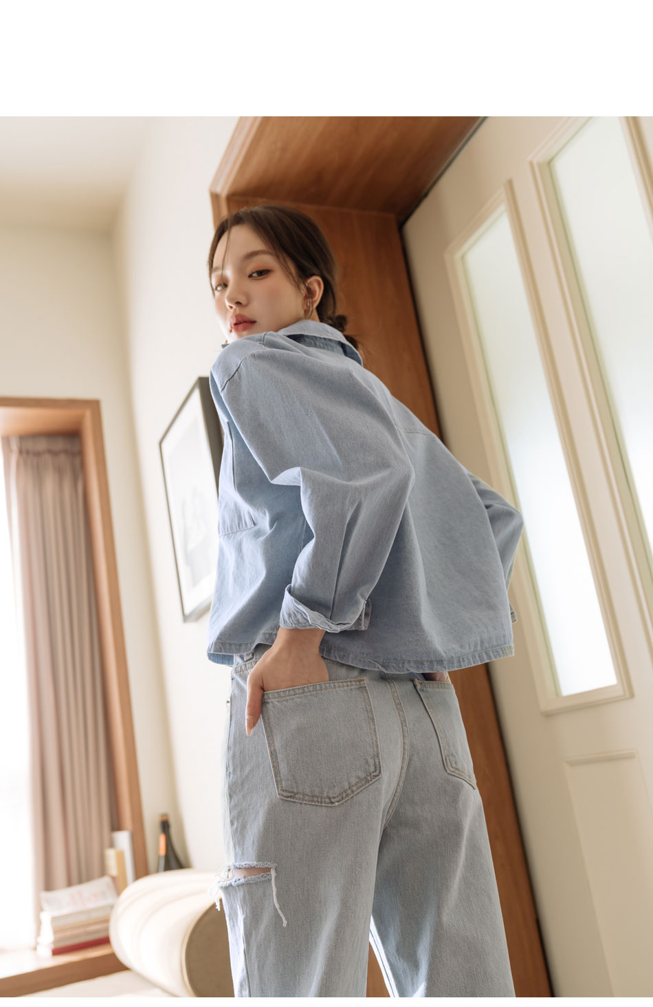 クロップドデニムシャツ | レディースファッション通販 - DHOLIC