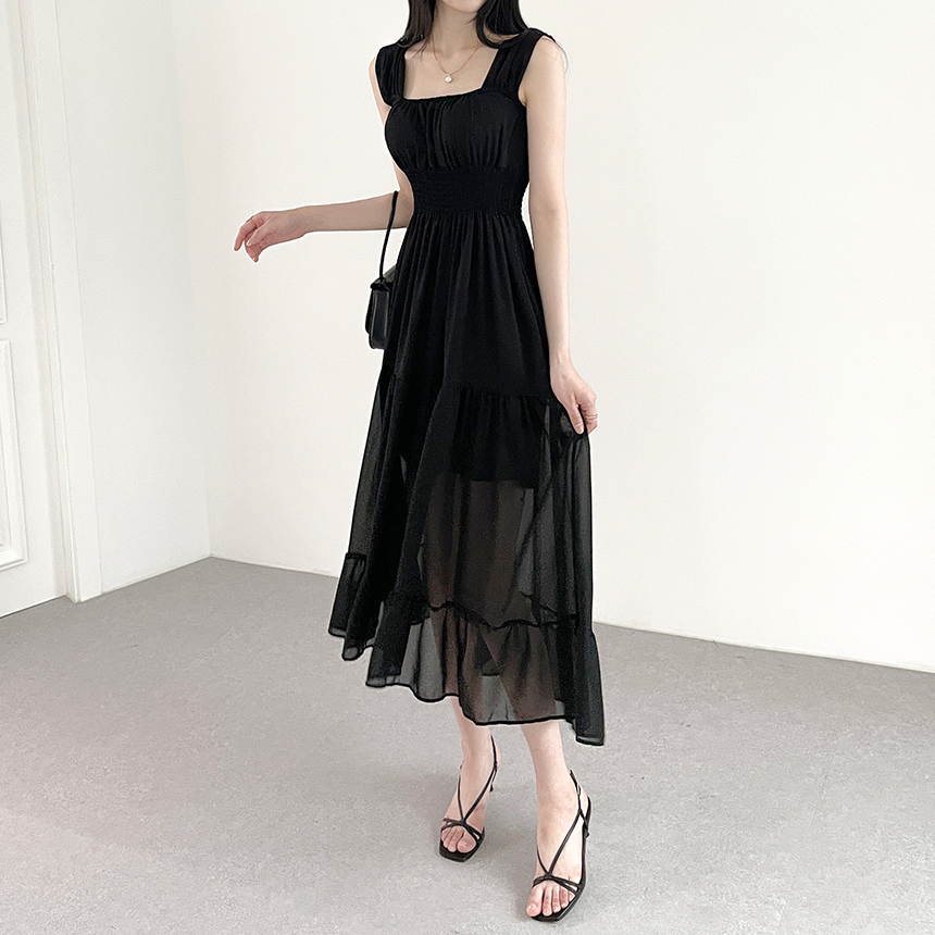 ウエストスモークシフォンワンピース | レディースファッション通販