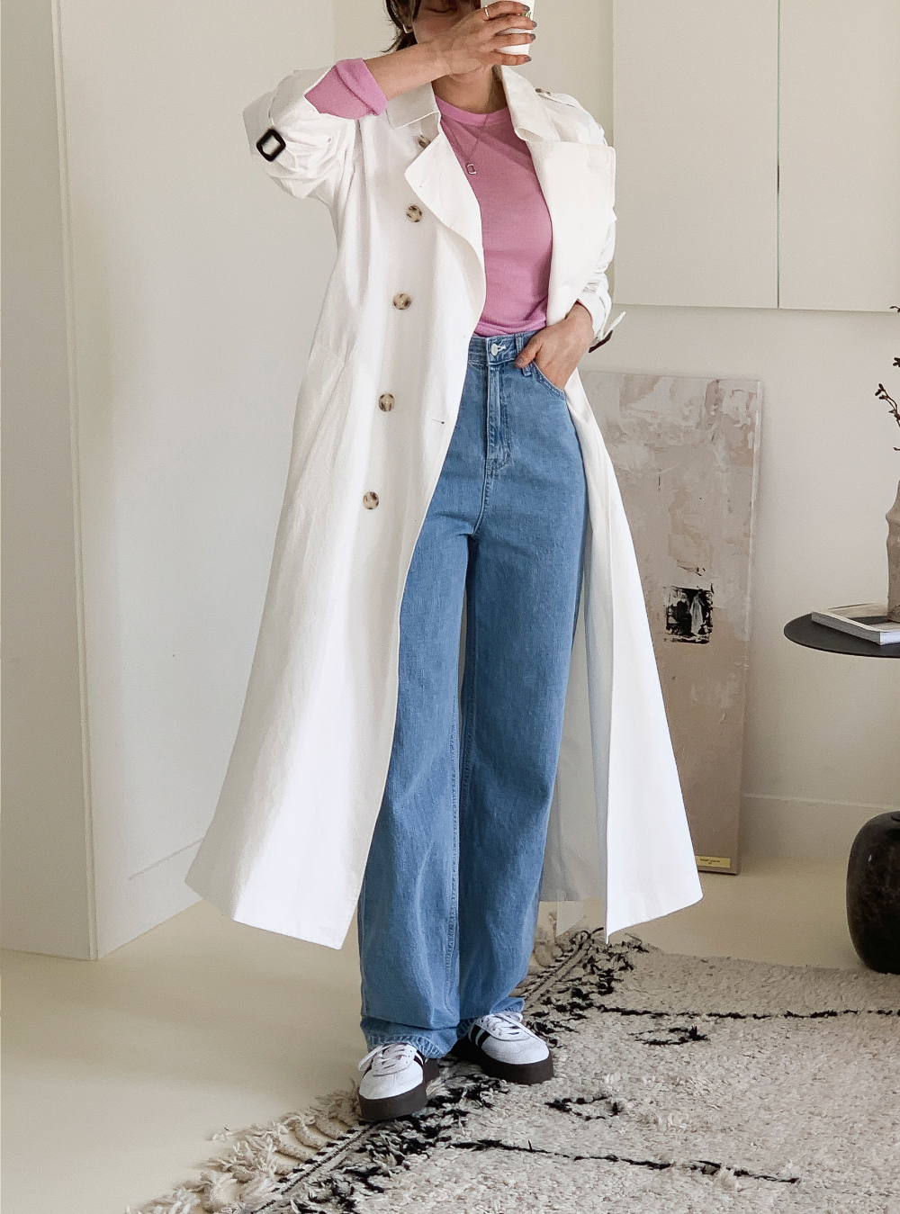 レディース　フィルデフェール　高密度ミルクロス　カーデコート　 　オシャレ　美品 ロングトレンチコート | レディースファッション通販 - DHOLIC