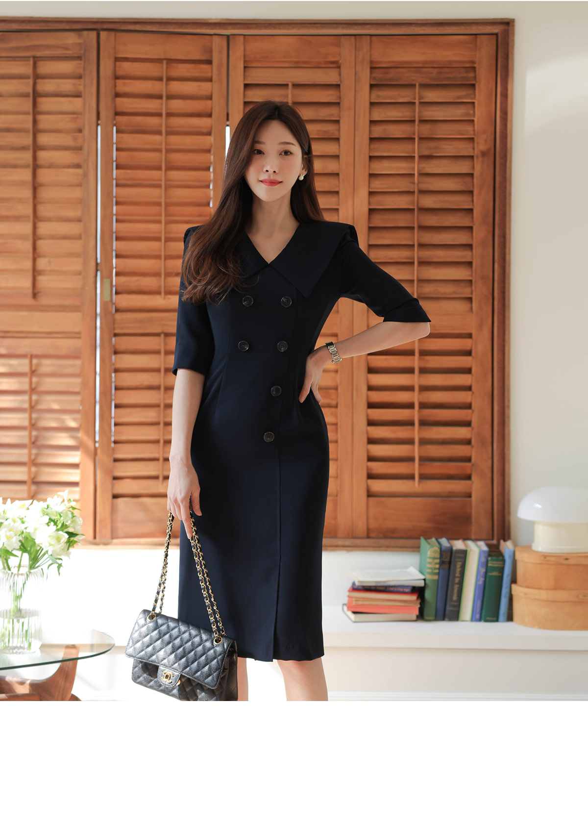 【CHICLINE 】 MOCALLY 配色カラーパールボタンワンピース 1594887_info_20230309_110711_3
