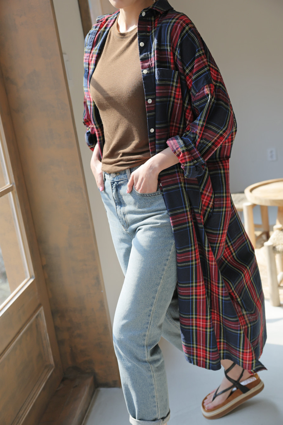 タータンチェックロングシャツ | レディースファッション通販 - DHOLIC