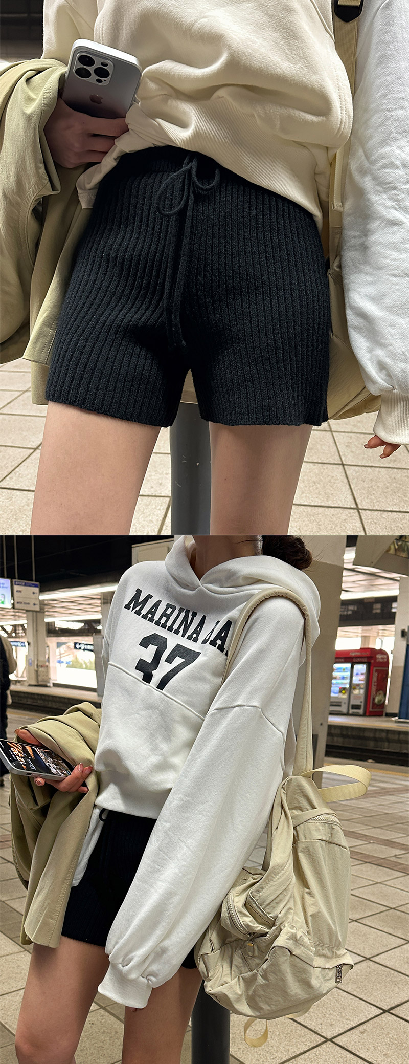 リブニットショートパンツ・p285902