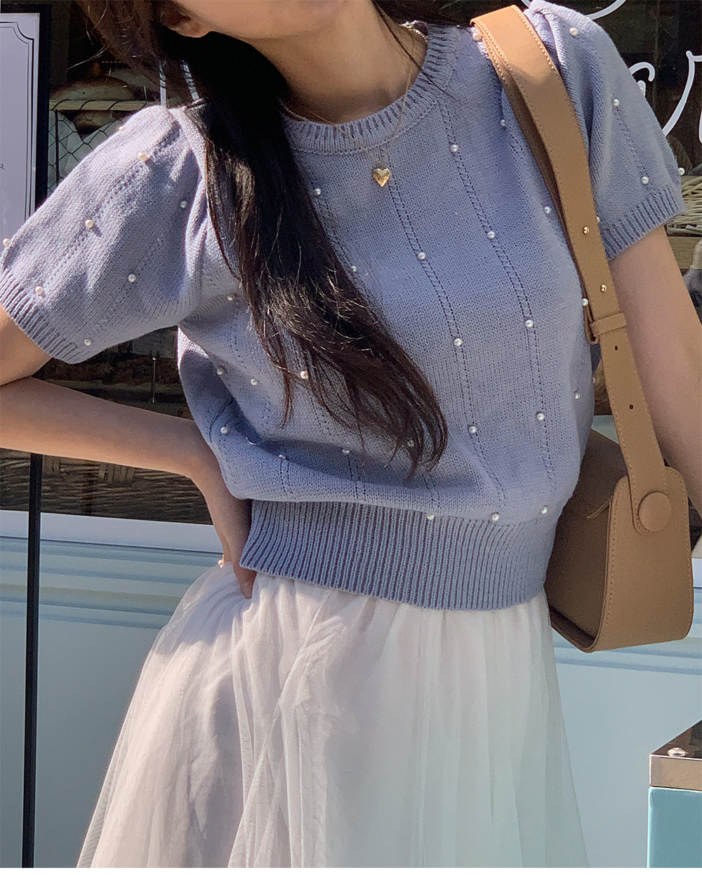 今季モデル❤️PING ❤️新品未使用❤️半袖ニット　Lサイズ キラキラシルバー エコパールポイント半袖ニット | レディースファッション通販 - DHOLIC