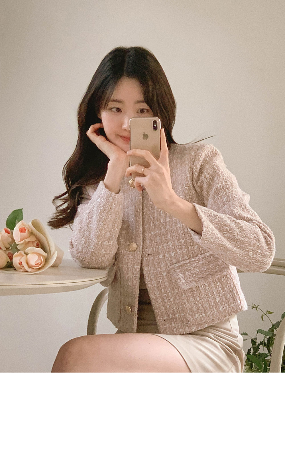 ☆新品タグ付 FROMDAYONE DHOLIC ピンク ツイード ジャケット
