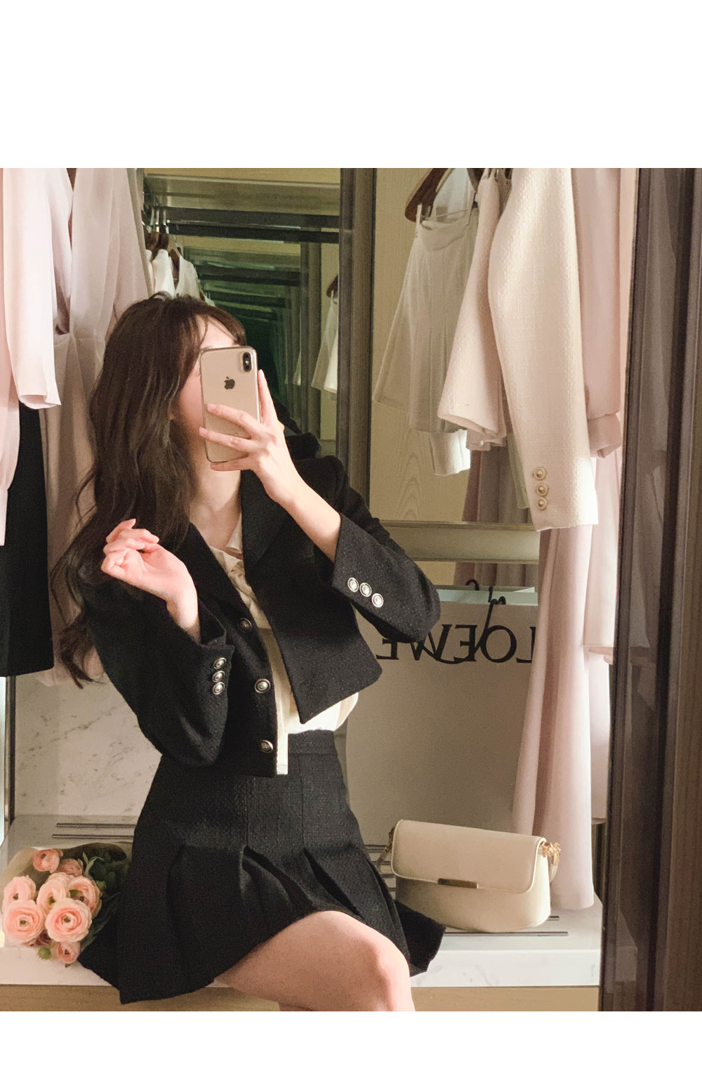 フラップポケットツイードクロップドジャケット | レディース