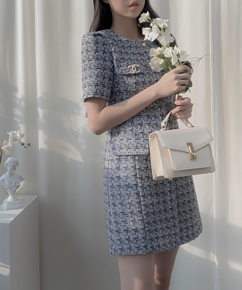 【Dolce&Gabbana】ワンピース ツイード ウール ピンク 半袖 ミニ Dolce&Gabbana】ワンピース ツイード ウール ピンク 半袖 ミニ