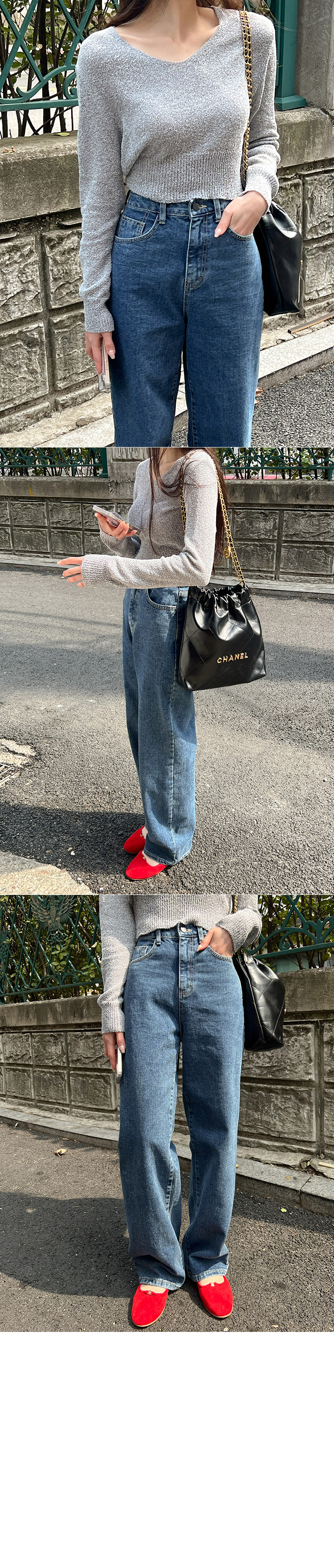 ダークブルールーズデニムパンツ | レディースファッション通販