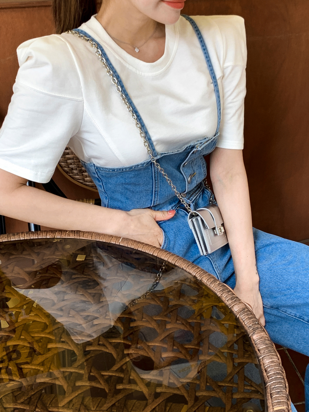 ♡NEW♡used デニムリメイク　レース　サロペットパンツ セール】【GISELe 4月号掲載】atelier SOMETHING LACE UP