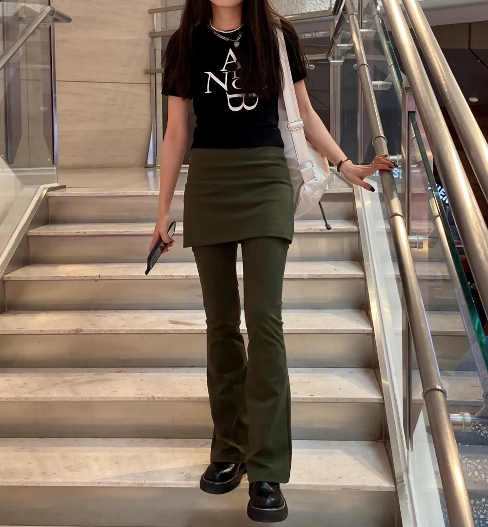 スカートレイヤード風フレアパンツ | レディースファッション通販 - DHOLIC 