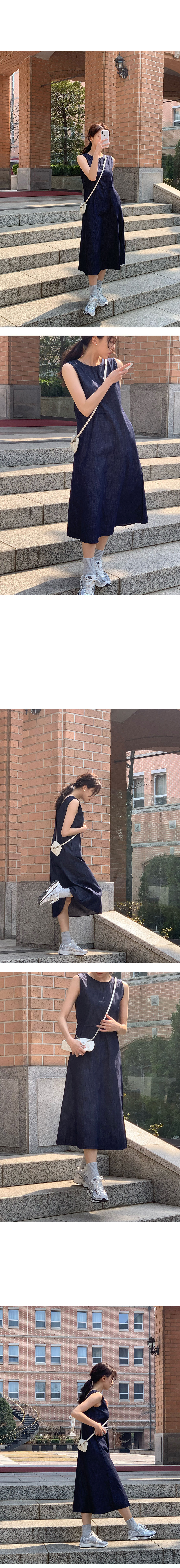 ★minagram★ レディア デニムノースリーブワンピース 水越みさとさんコラボ】デニムノースリーブワンピース