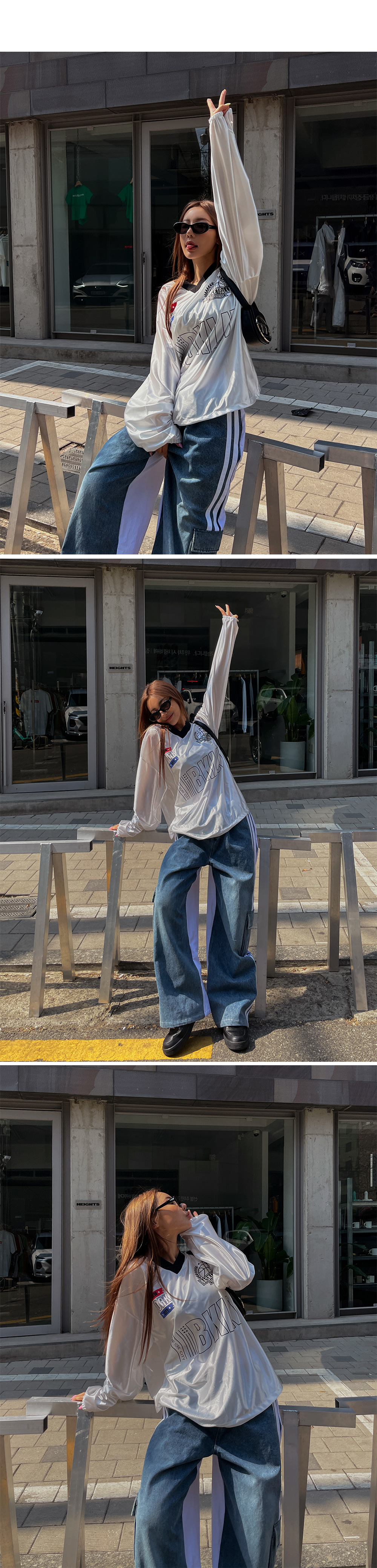 サイドラインバイカラーワイドデニムパンツ | レディース