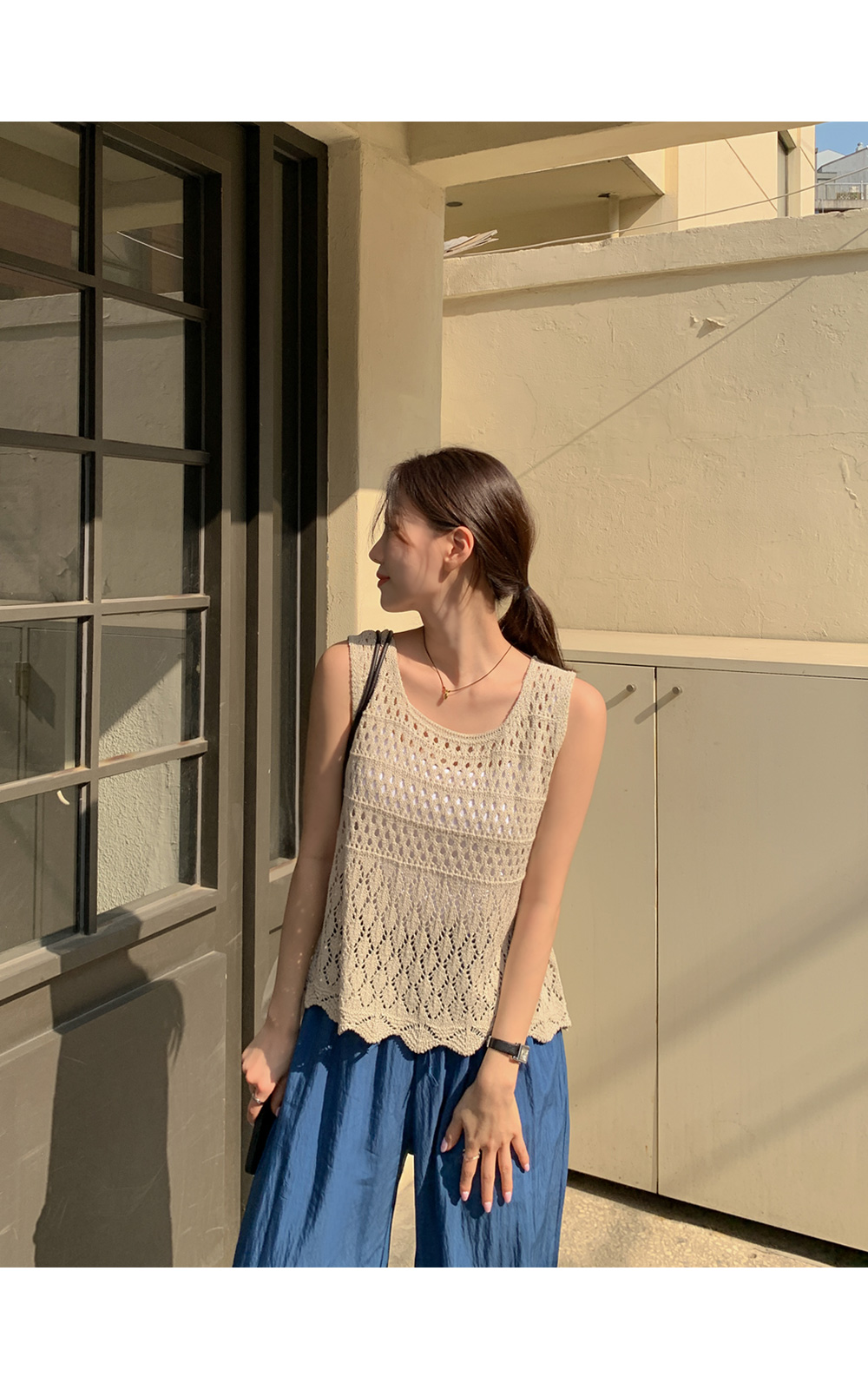 ニット セーター crochet sleeveless knit tops /ボタニカル クロシェ ノースリーブ ニット トップス レディース ニット セーター crochet sleeveless knit tops /ボタニカル