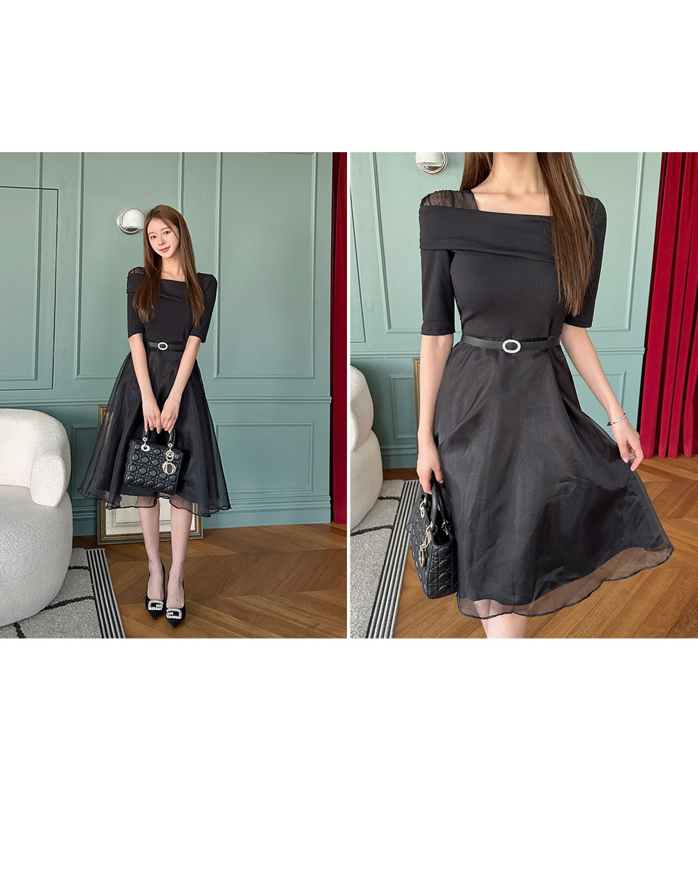 新品　ebure オーガンジー　フレアワンピース 1631007_22338068_k3.jpg