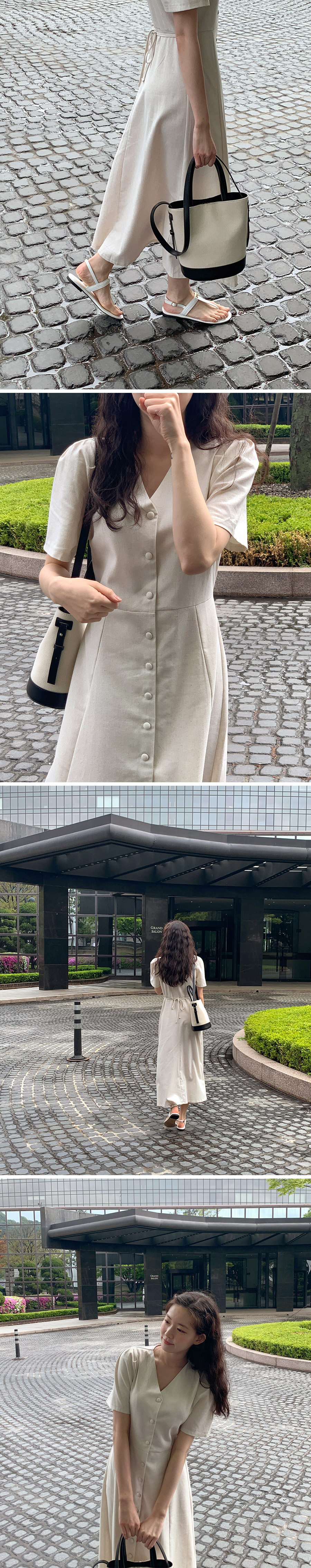 リンカブル　ベージュ リネン風半袖ミニワンピース リンカブル ベージュ リネン風半袖ミニワンピース リンカブル ベージュ