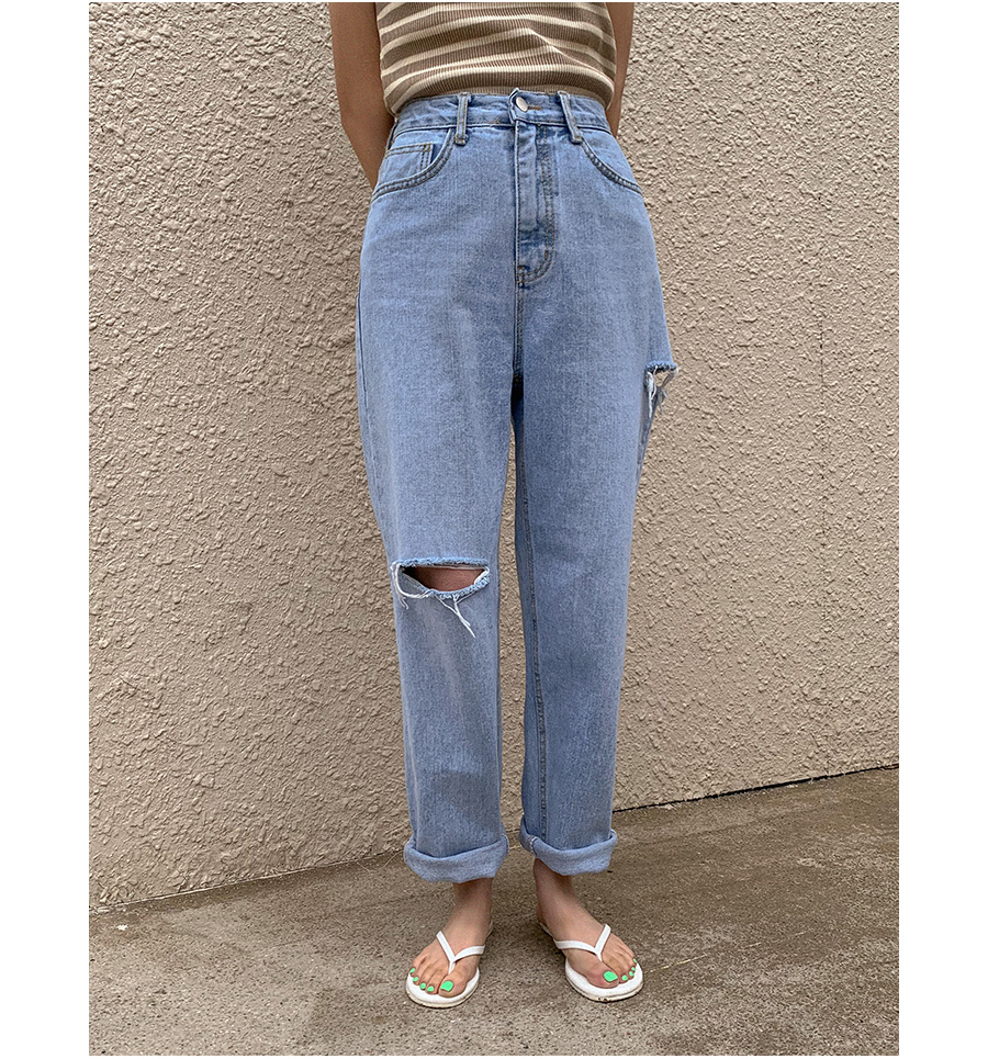 155cmカットダメージデニムパンツ | レディースファッション通販