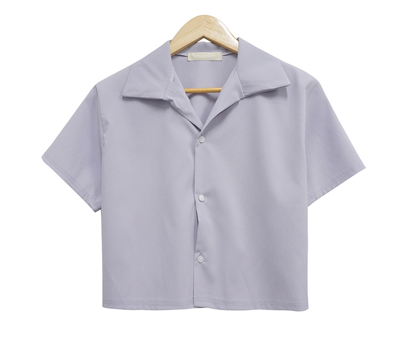 オープンカラークロップドシャツ | レディースファッション通販 - DHOLIC