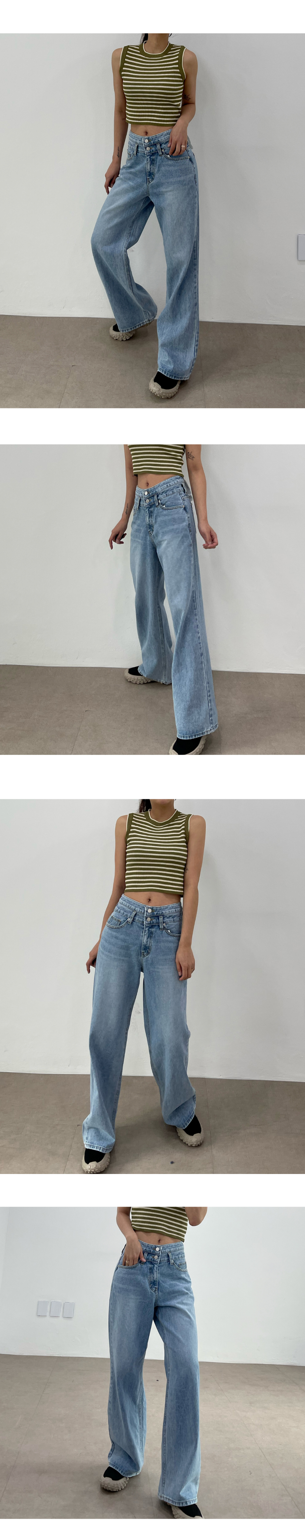 2段ボタンハイウエストデニムパンツ | レディースファッション通販