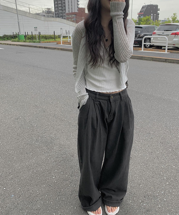 lownn ワイドパンツ ツータック チャコールグレー ブラウニーシャーク タックワイドパンツ｜トゥモローランド 公式通販