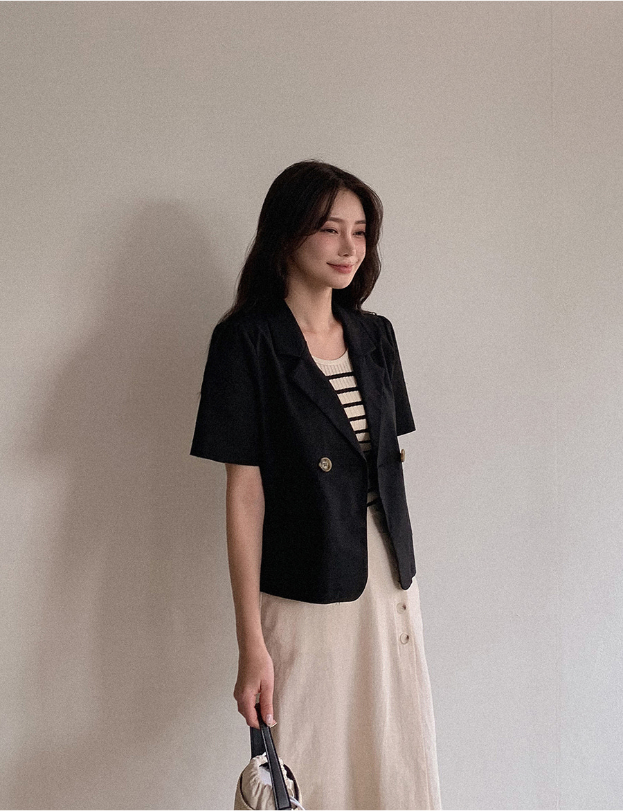 CADUNE ダブルボタン半袖ジャケット CADUNE ダブルボタン半袖ジャケット