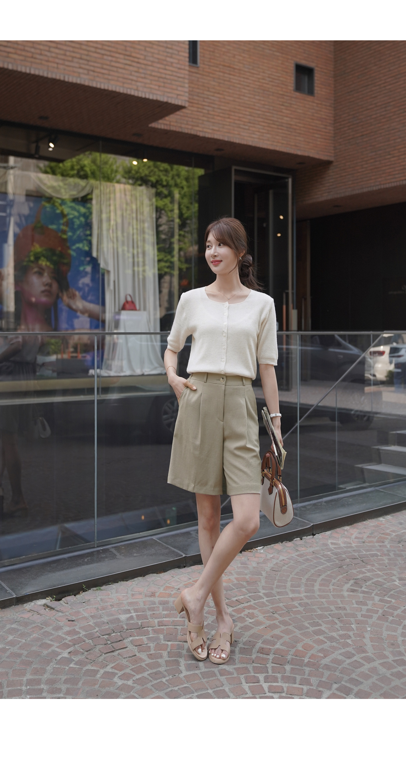 リネン混ピンタックハーフパンツ | レディースファッション通販 - DHOLIC