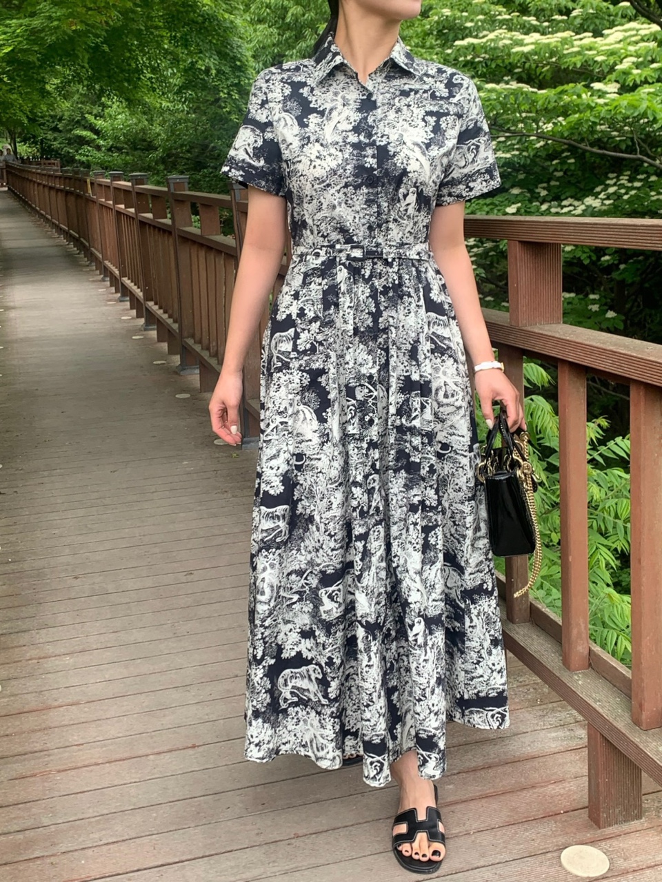 Donna Karan ベルト付きツイードワンピース カラーネックトワルドジュイワンピース | レディース