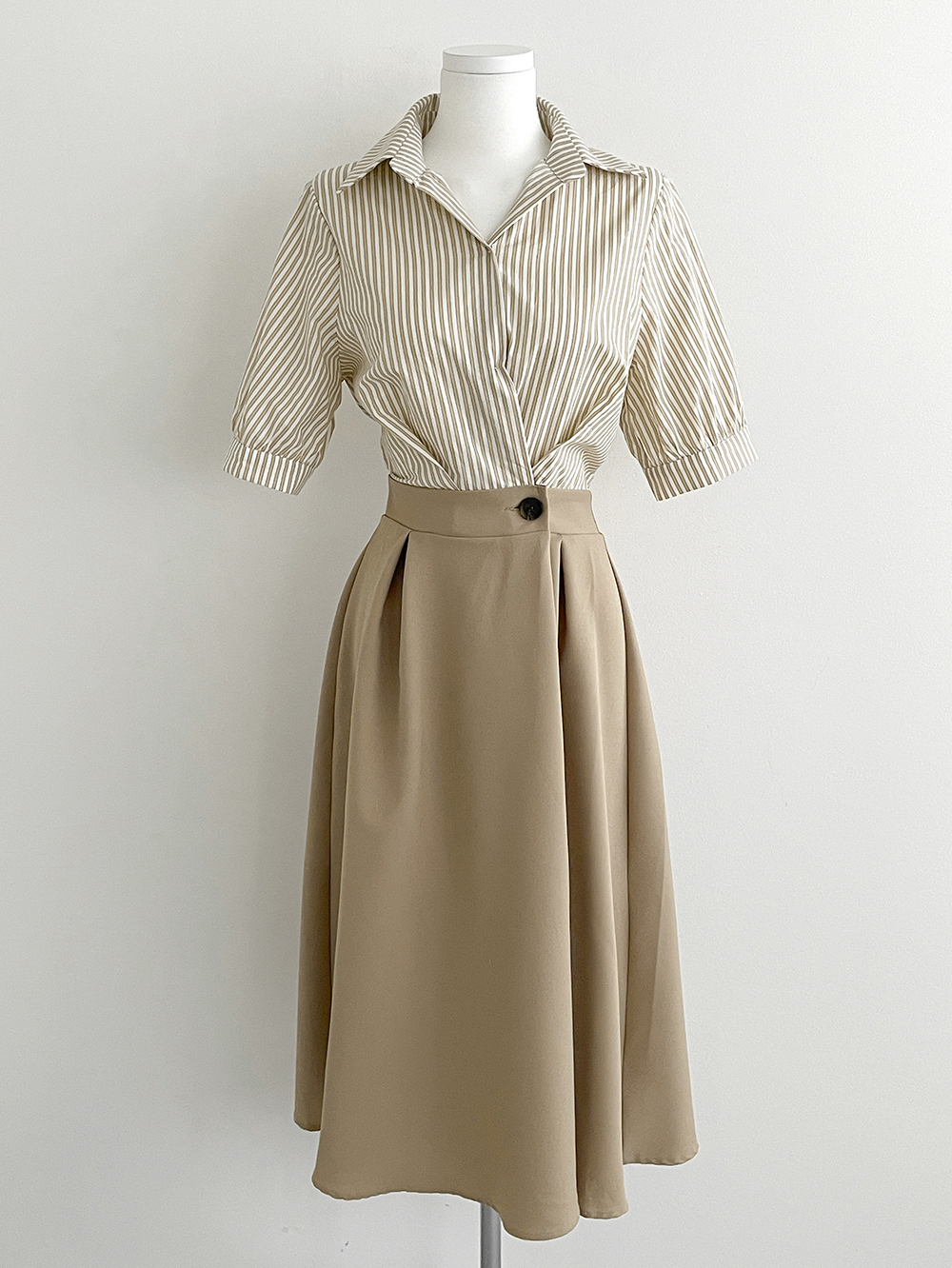 切替ストライプフレアワンピース | レディースファッション通販