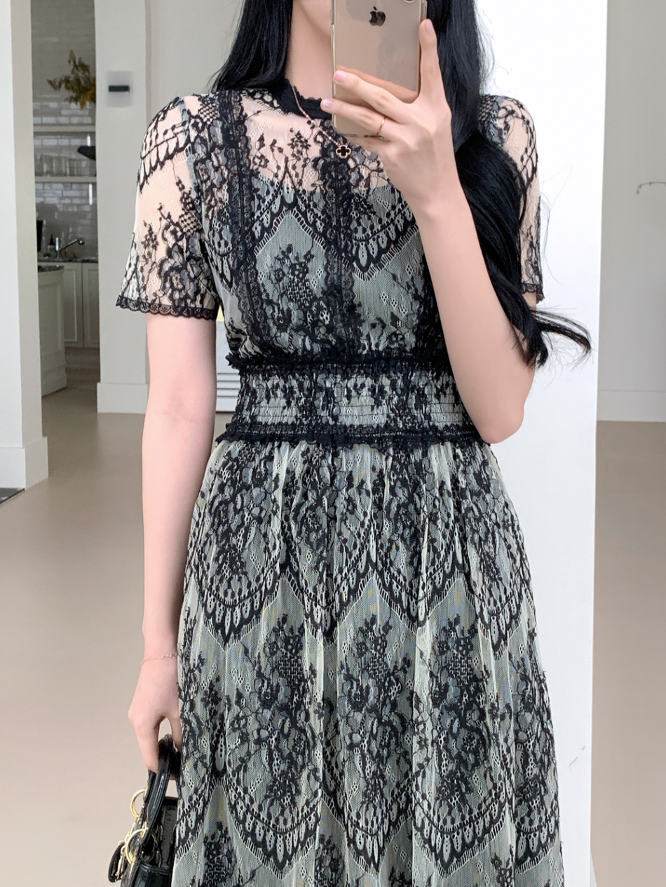 ☆SEE BY CHLOE☆ シースルーレース ワンピース 配色シースルーレースワンピース | レディースファッション通販