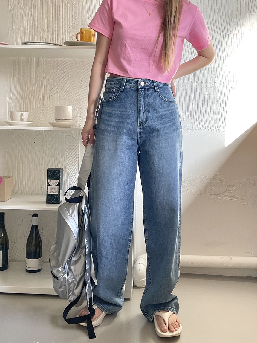 ウォッシングワイドデニムパンツ | レディースファッション通販