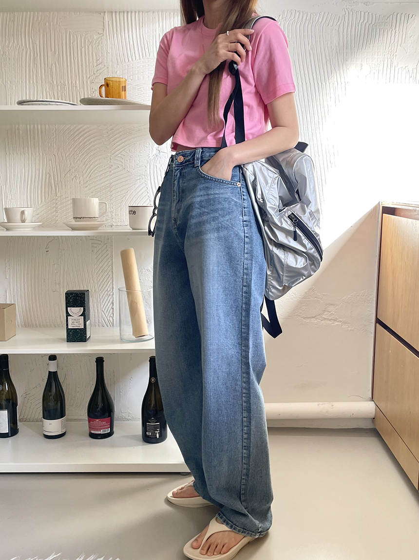 TRIPLE ハイウエストウォッシングデニムパンツ ウォッシングワイドデニムパンツ | レディースファッション通販