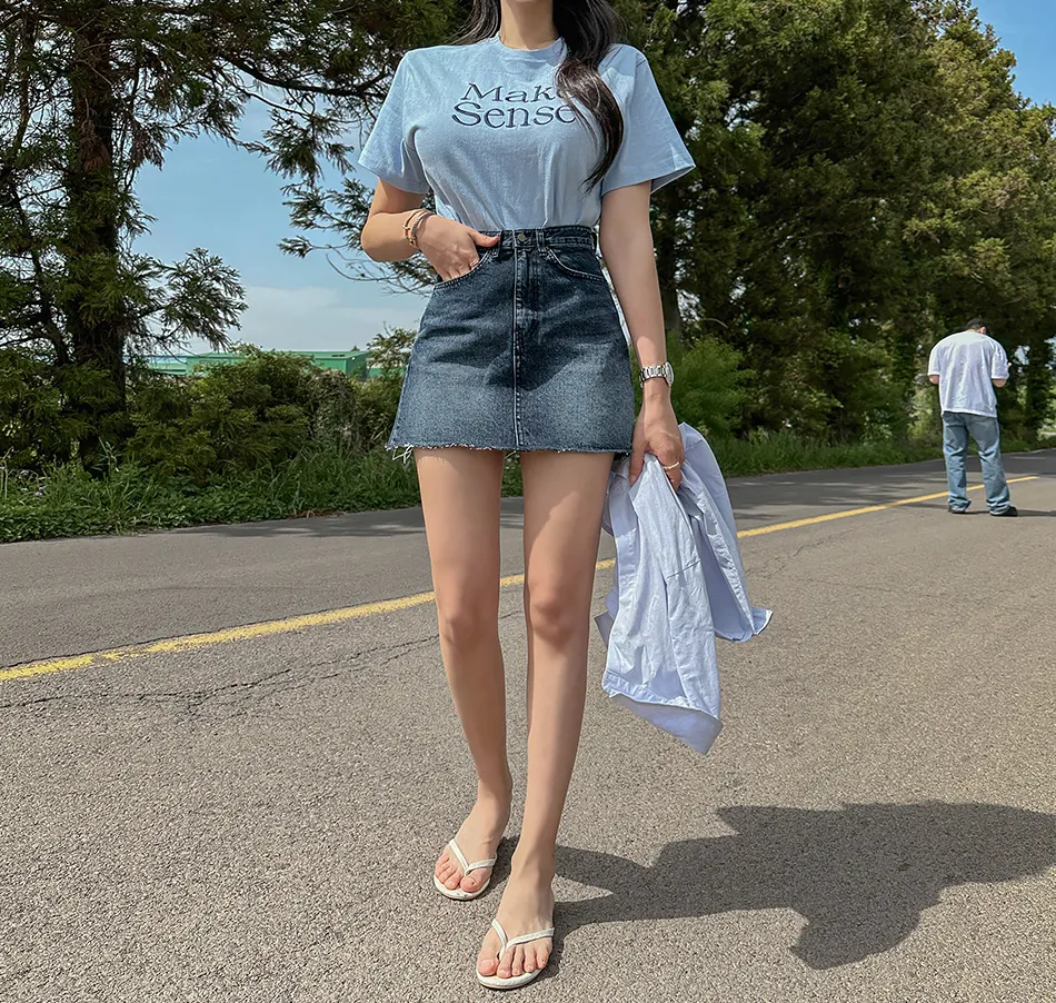 フレイドヘムデニムミニスカート | レディースファッション通販 - DHOLIC