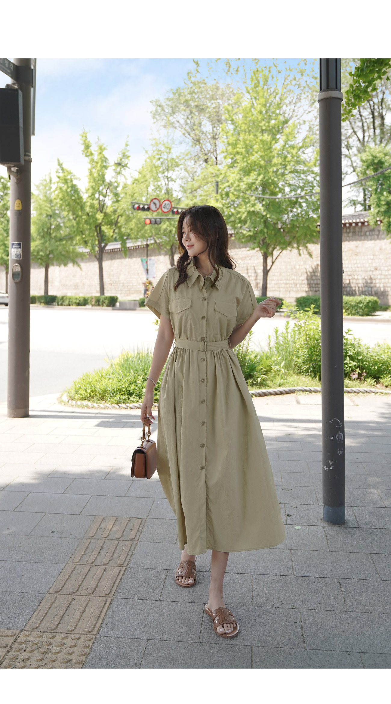 襟付きフロントボタンワンピース | レディースファッション通販 - DHOLIC