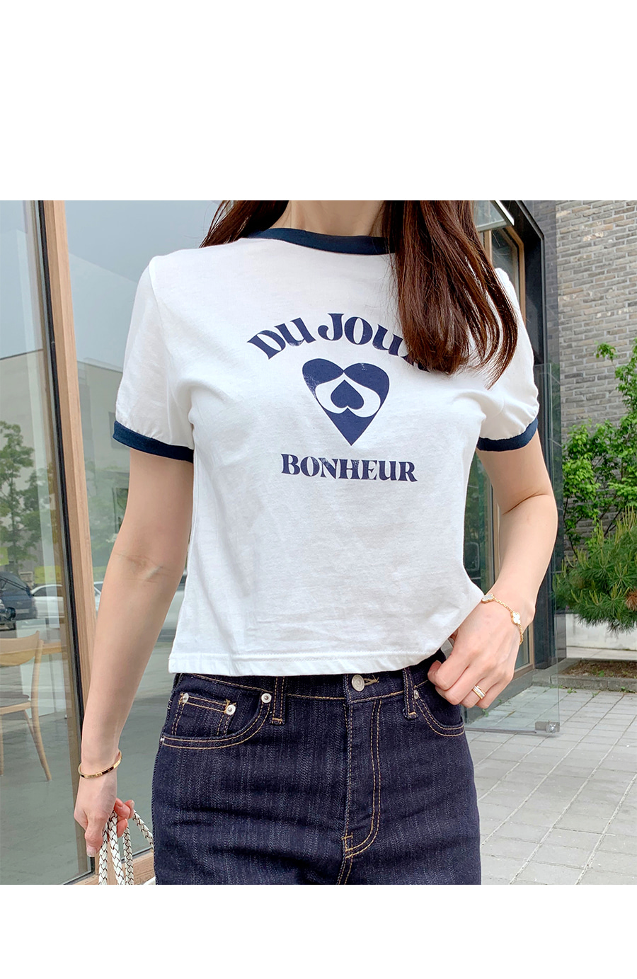 ハートプリントリンガーTシャツ | レディースファッション通販