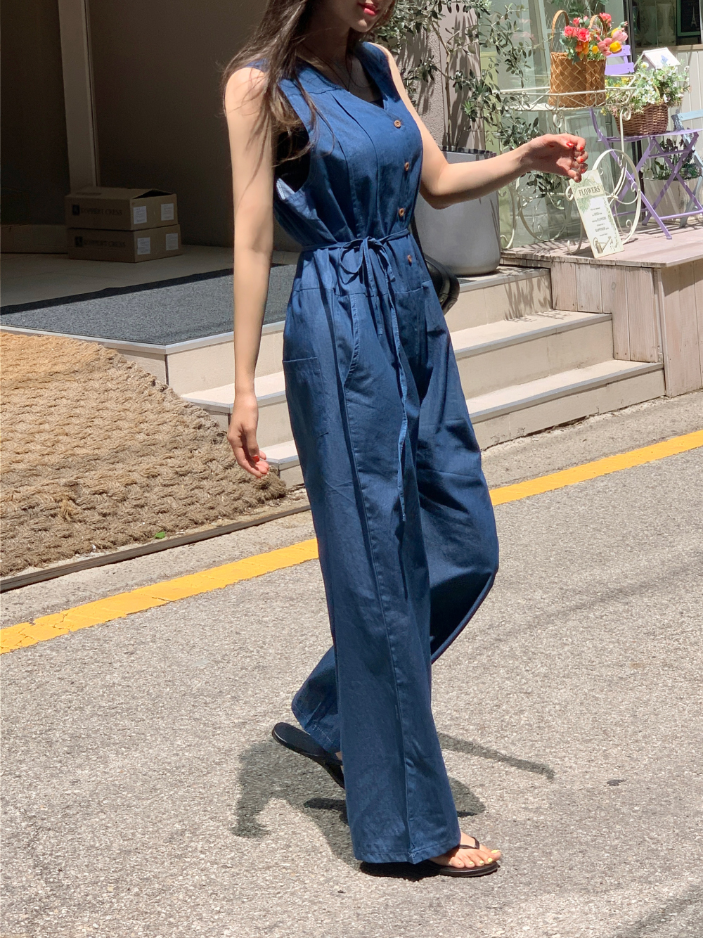 ベアトップオールインワン ワイドレッグ デニム 韓国系 g3155 オールインワン ワイドパンツ デニム ベアトップ セクシー 韓国