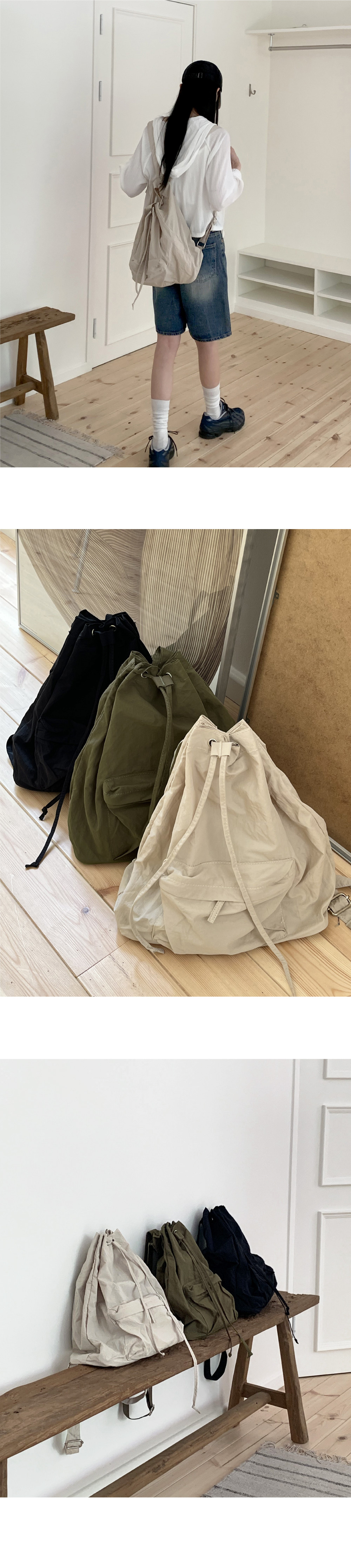 ドローストリングナイロンバックパック | レディース