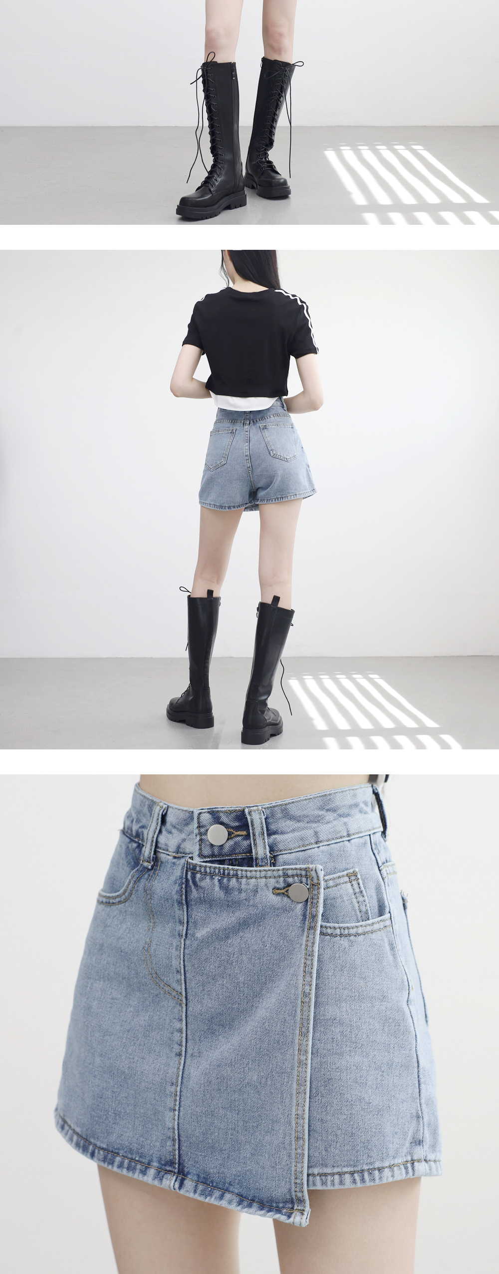 ラップスカートショートデニムパンツ | レディースファッション