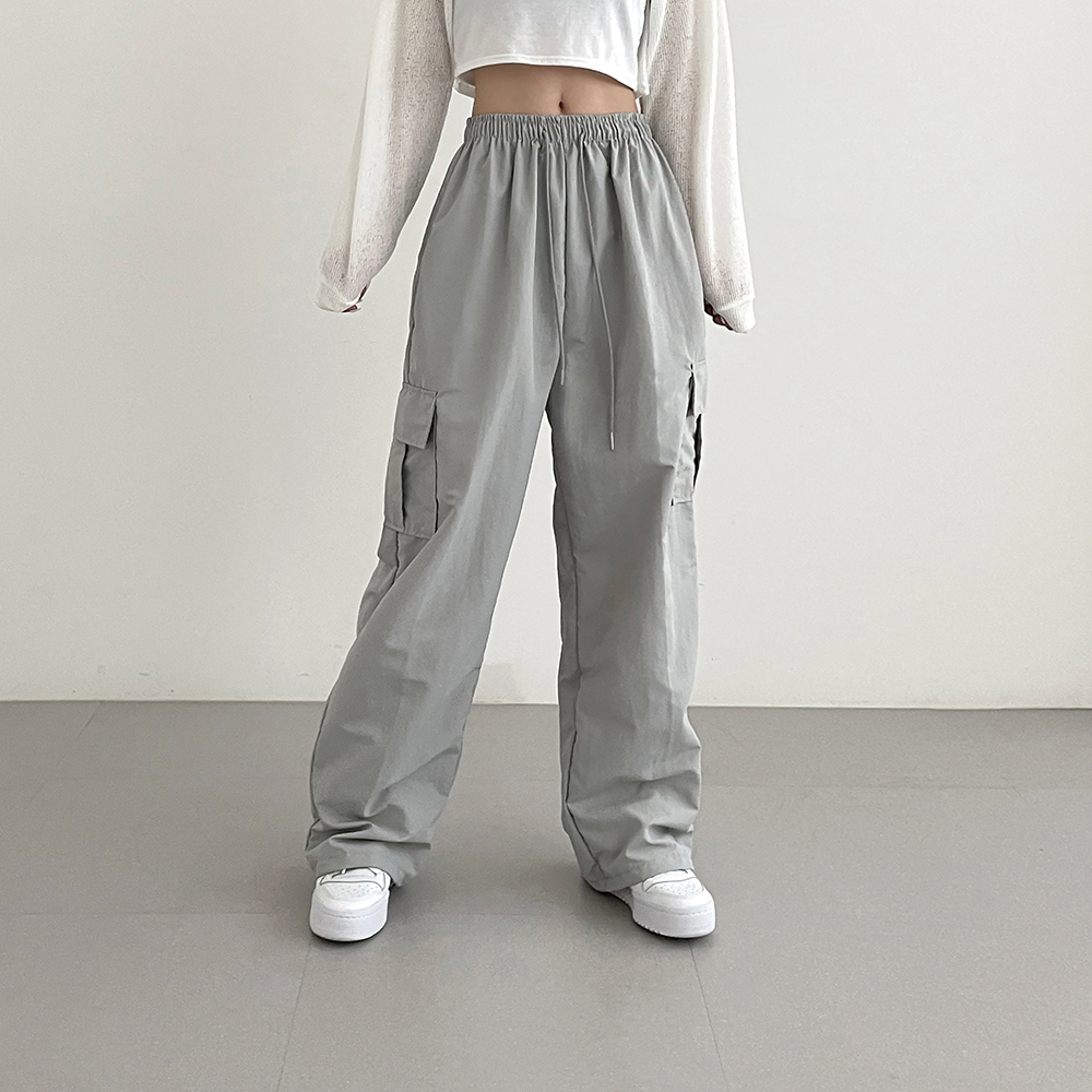 セール】Nylon drape wide cargo pull-on pants / ナイロン