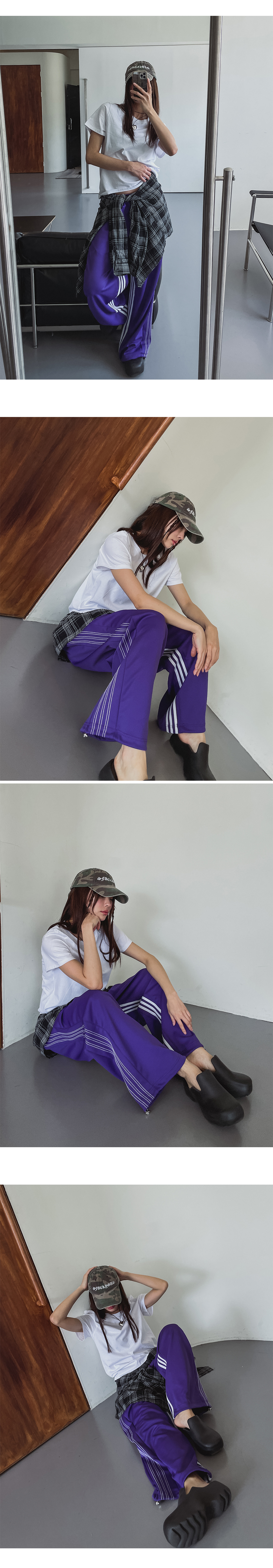 UNISEXトリプルラインワイドパンツ | レディースファッション
