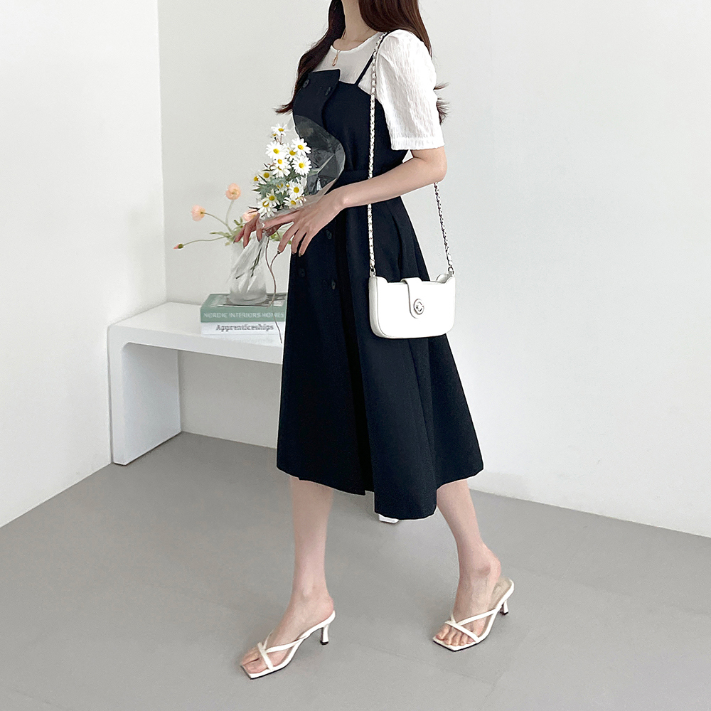 美品】24ans ボタンビスチェ ストラップレスワンピース