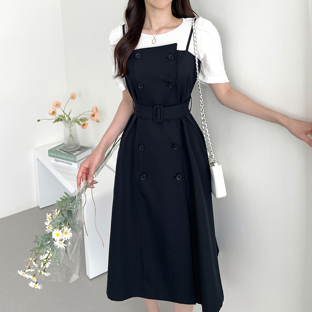 美品】24ans ボタンビスチェ ストラップレスワンピース