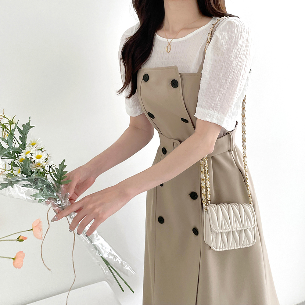 美品】24ans ボタンビスチェ ストラップレスワンピース