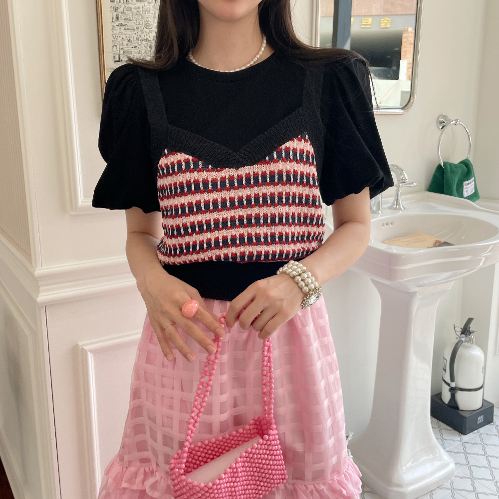 （WEB限定）ニットビスチェ＆ロングTシャツ 柄LIME5 透かし編みニットビスチェ | レディースファッション通販 - DHOLIC